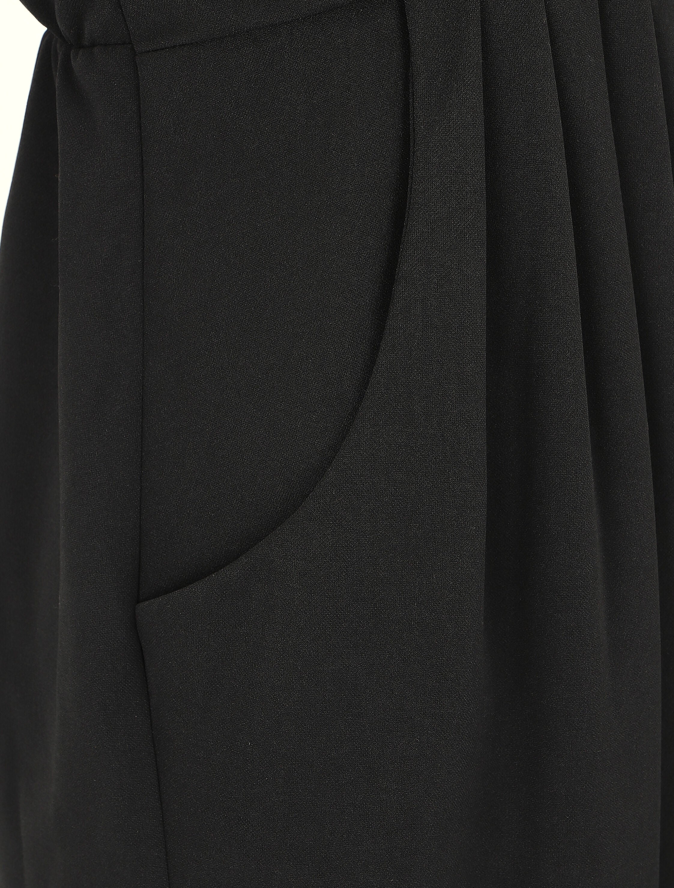 Robe droite effet drapé à col V - Noir - 3