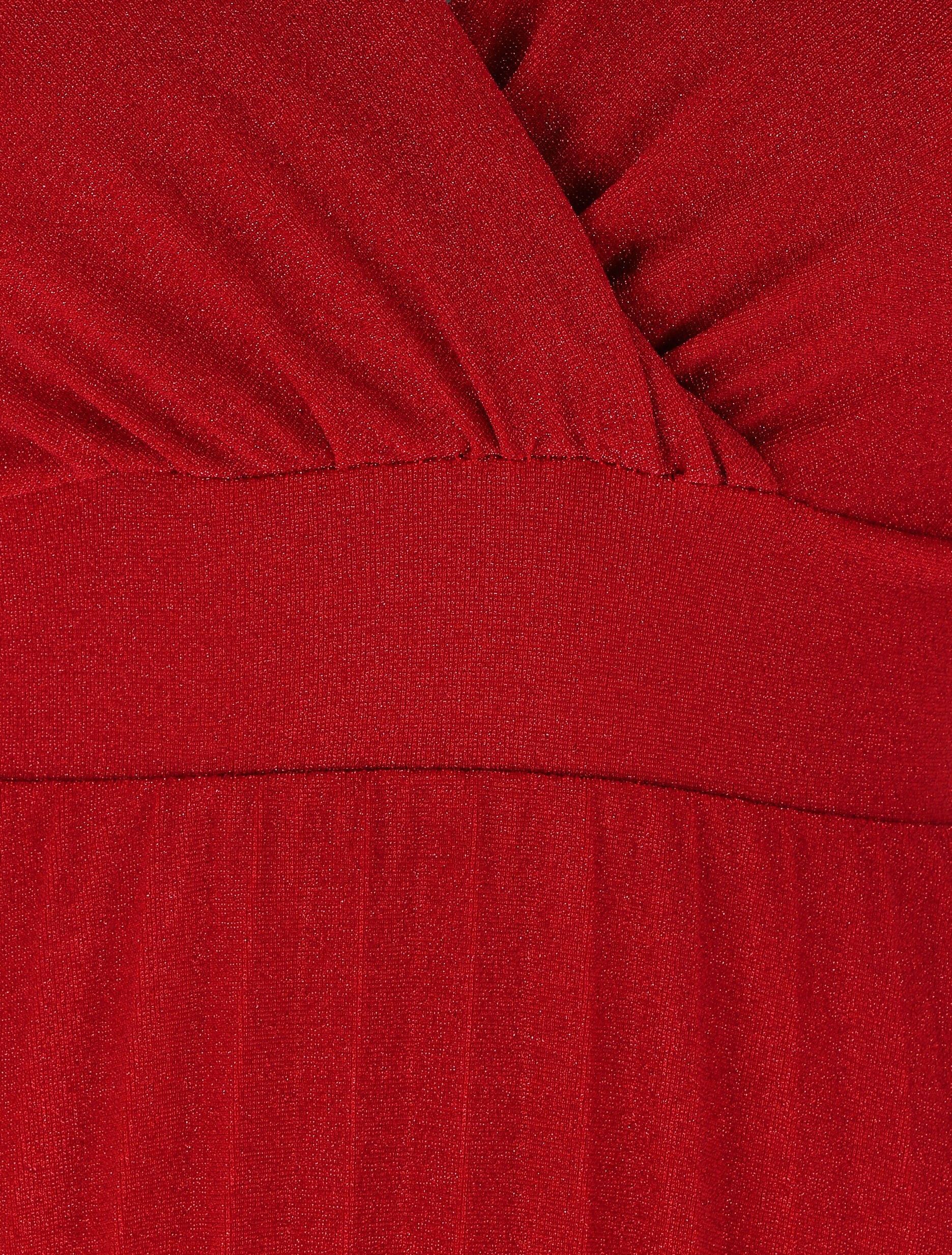 Robe longue irisée effet plissé - Rouge - 3