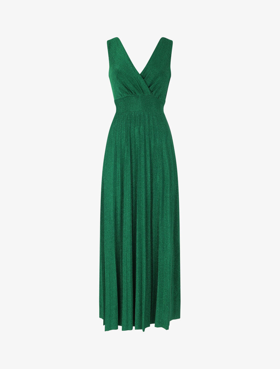 Robe longue irisée effet plissé - Vert - 5