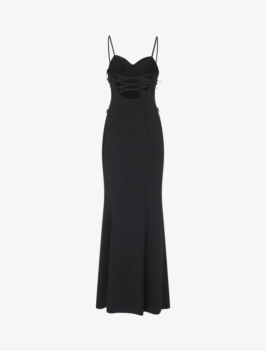 Robe longue fendue et ajourée - Noir - 2