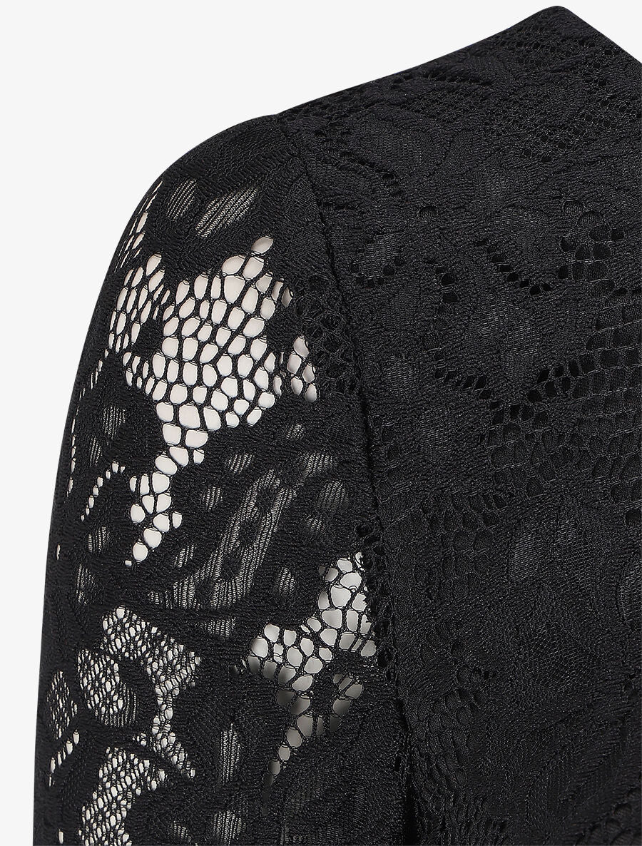 Robe dos nu en dentelle - Noir - 3