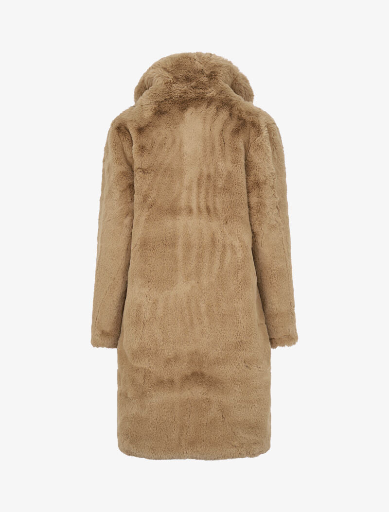 Manteau long en fausse fourrure - Camel - 2