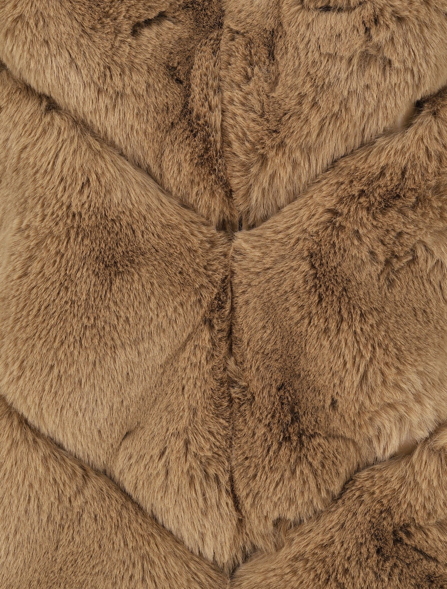 Manteau en fausse fourrure effet matelassé - Camel - 3
