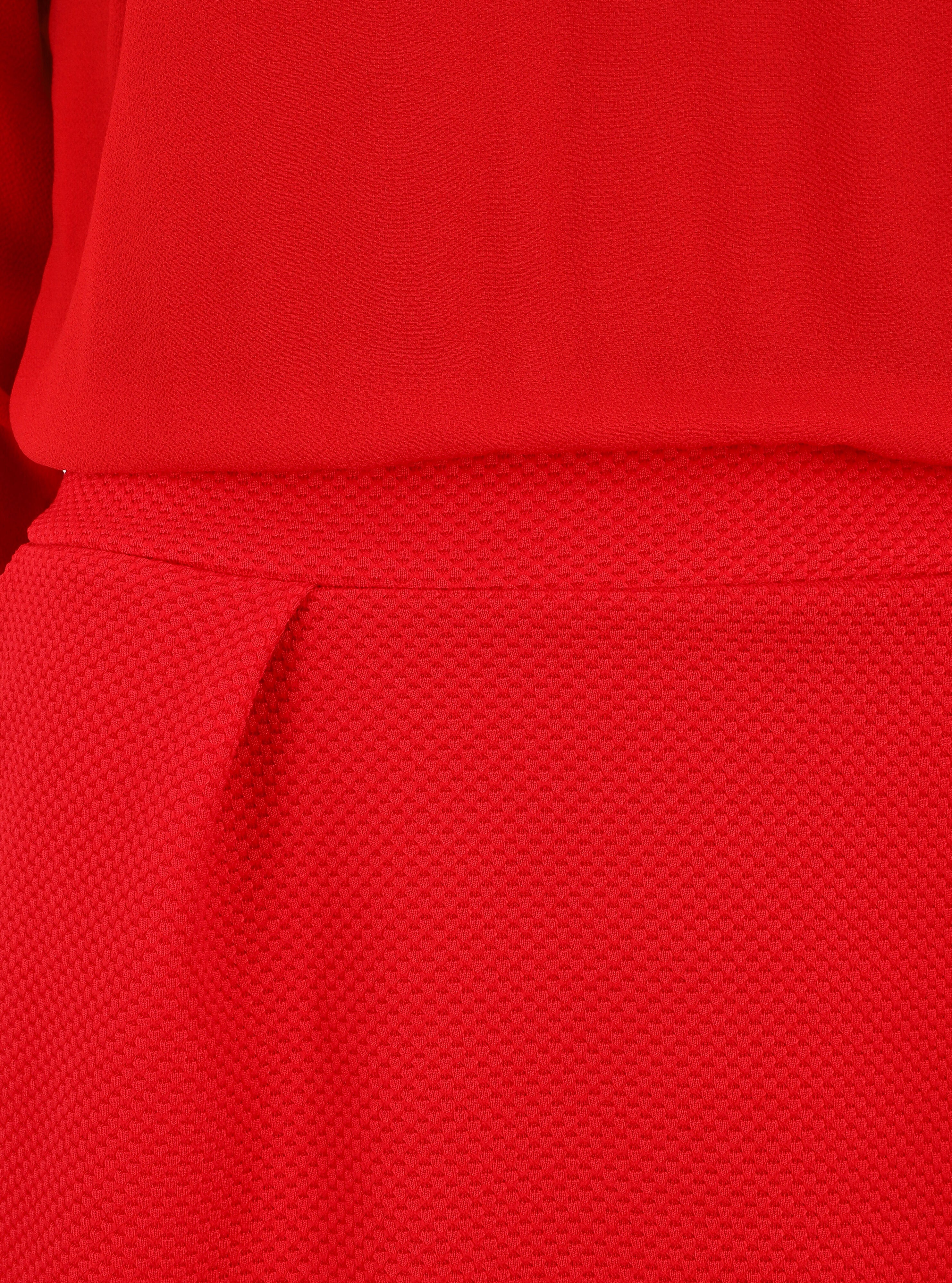 Robe droite bi-matière - Rouge - 3