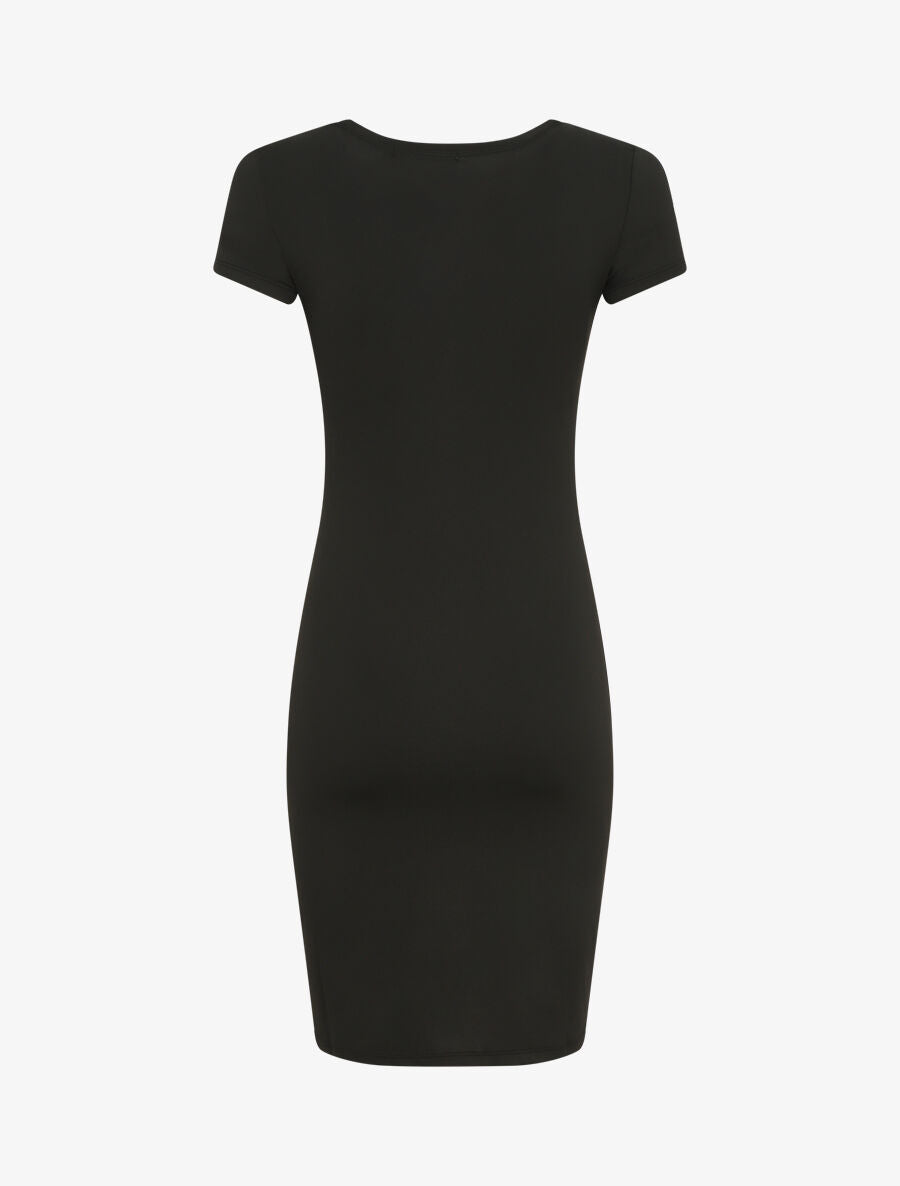 Robe mi-longue à manches courtes - Noir - 2
