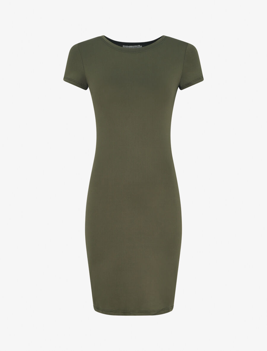 Robe mi-longue à manches courtes - Kaki - 5