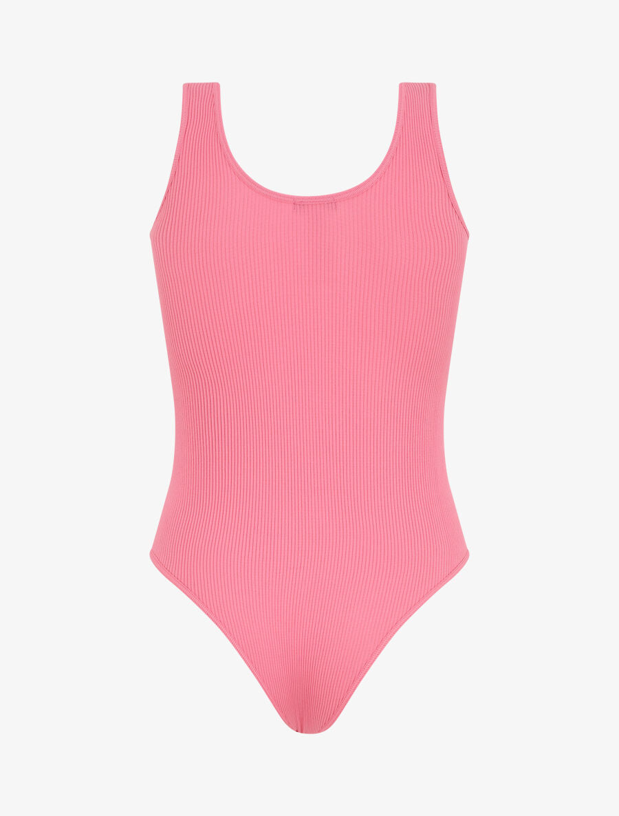 Body uni côtelé - Rose - 2