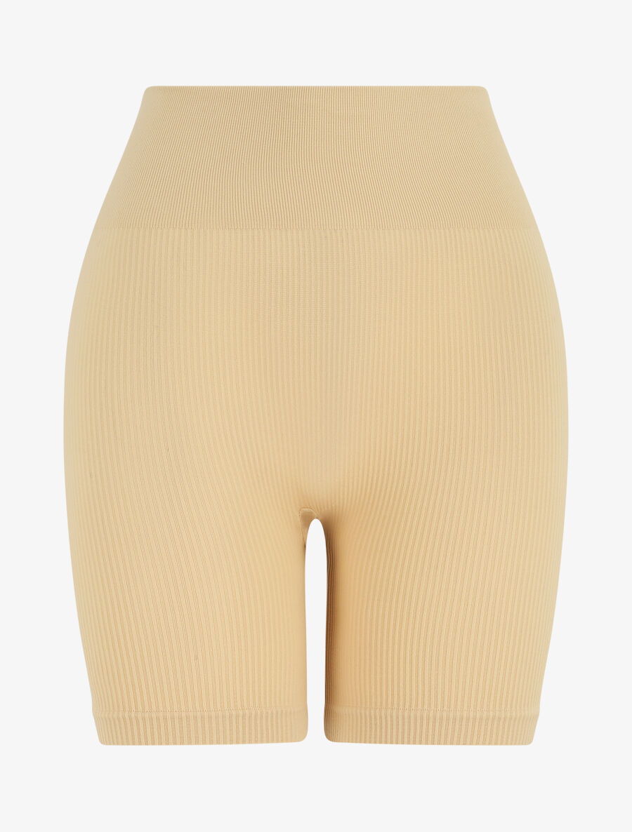 Short uni côtelé - Beige - 4