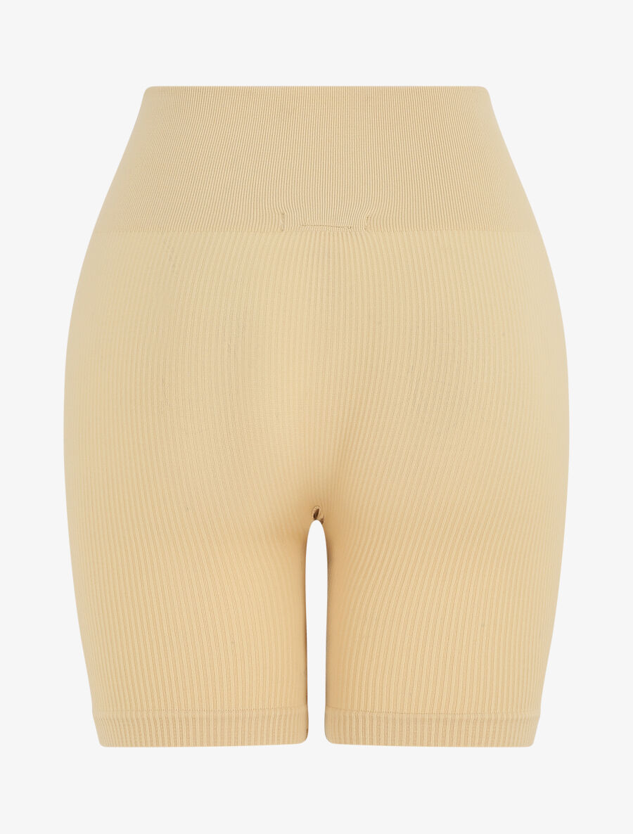 Short uni côtelé - Beige - 2