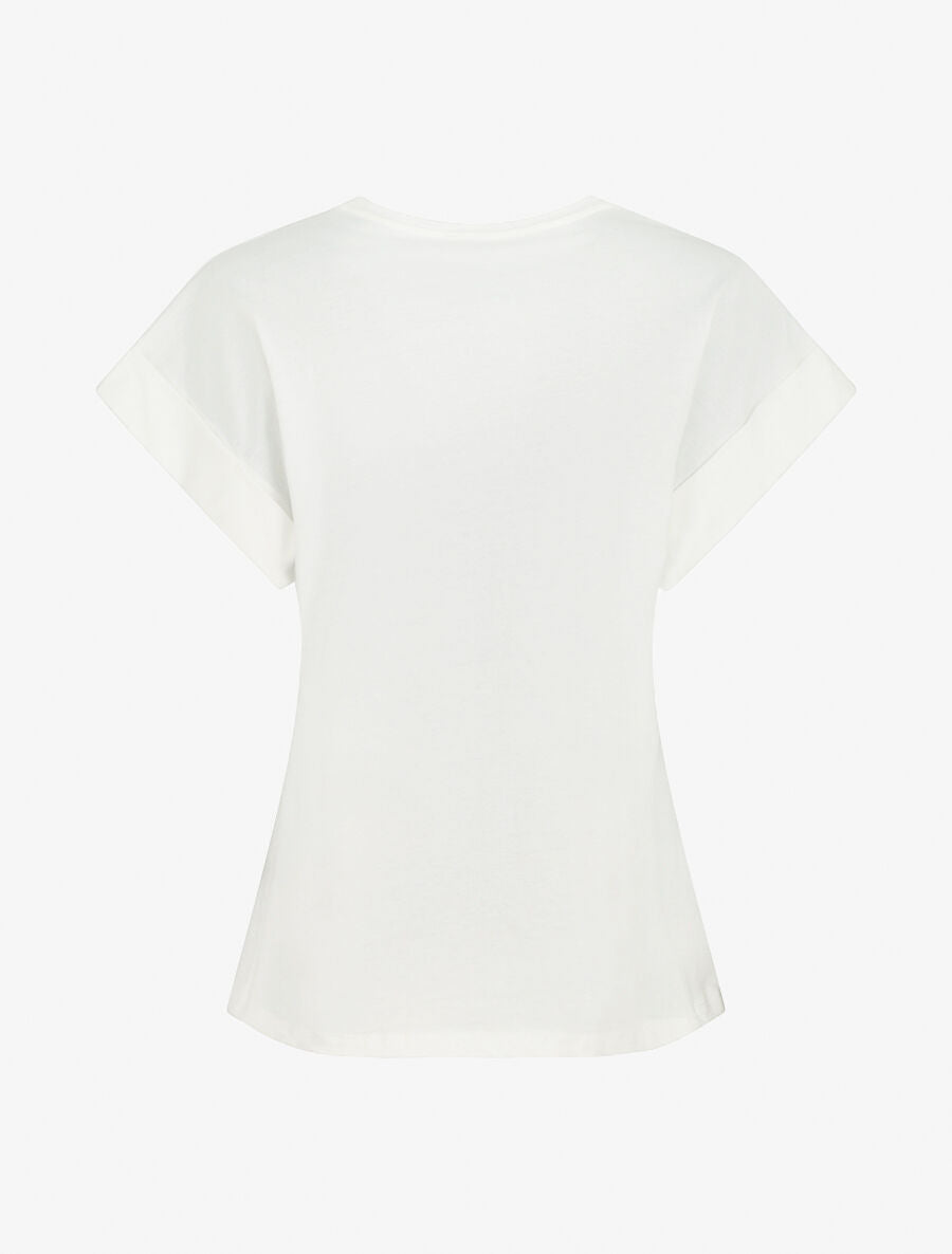 T-shirt à manches courtes imprimé plumes - Blanc - 2