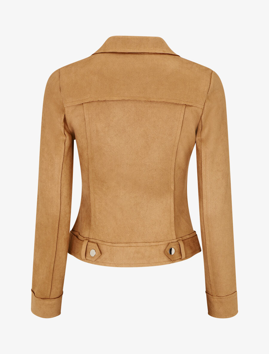Veste en suédine style perfecto - Camel clair - 2