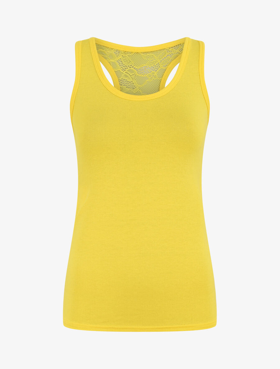 Débardeur ajustée dos en dentelle - Jaune - 1