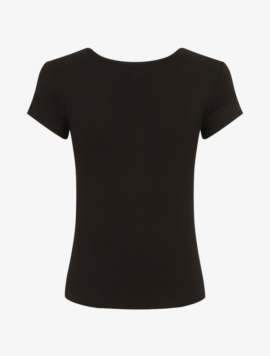 T-shirt ajusté manches courtes uni - Noir - 2