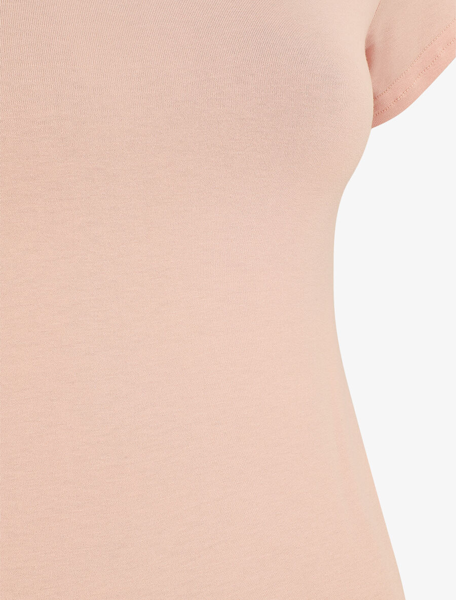 T-shirt ajusté manches courtes uni - Rose - 3