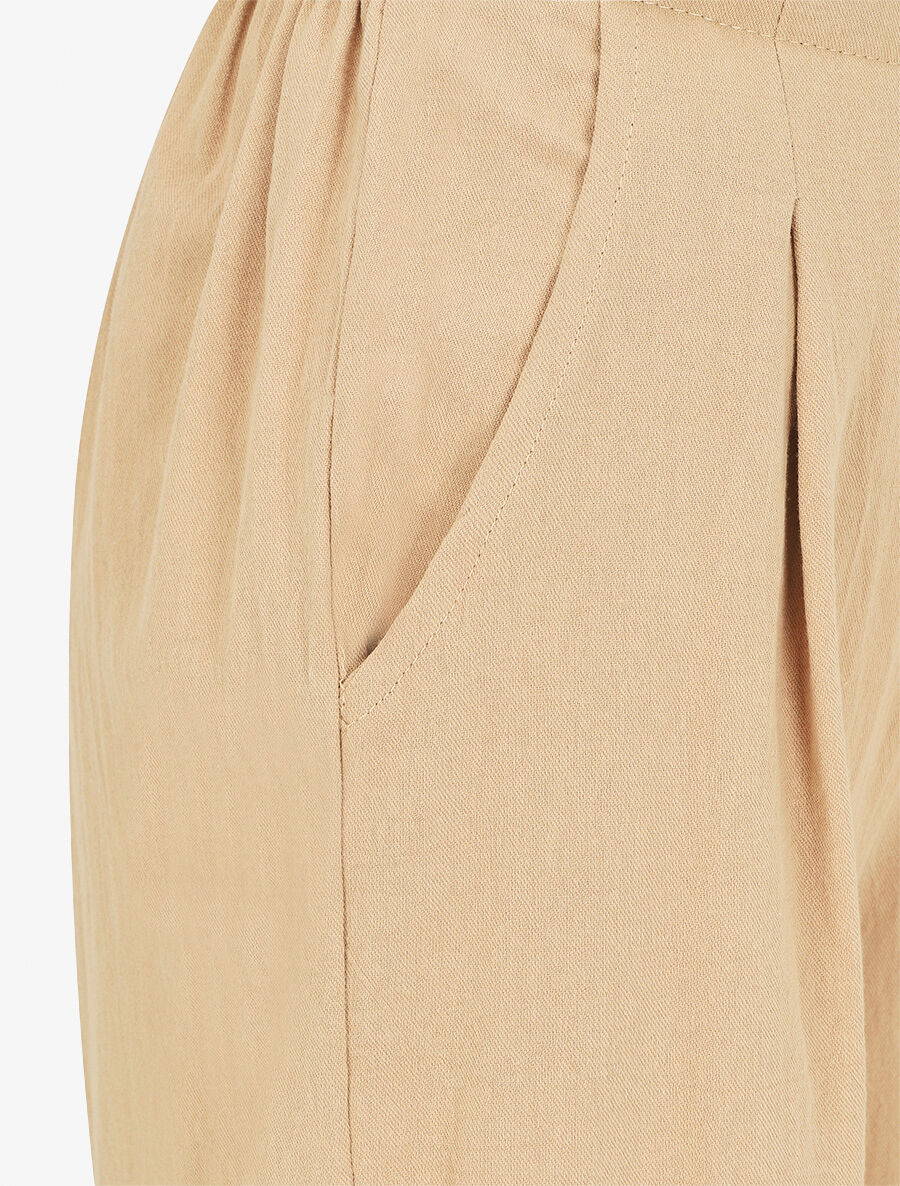 Pantalon ample à taille élastiquée - Beige - 3