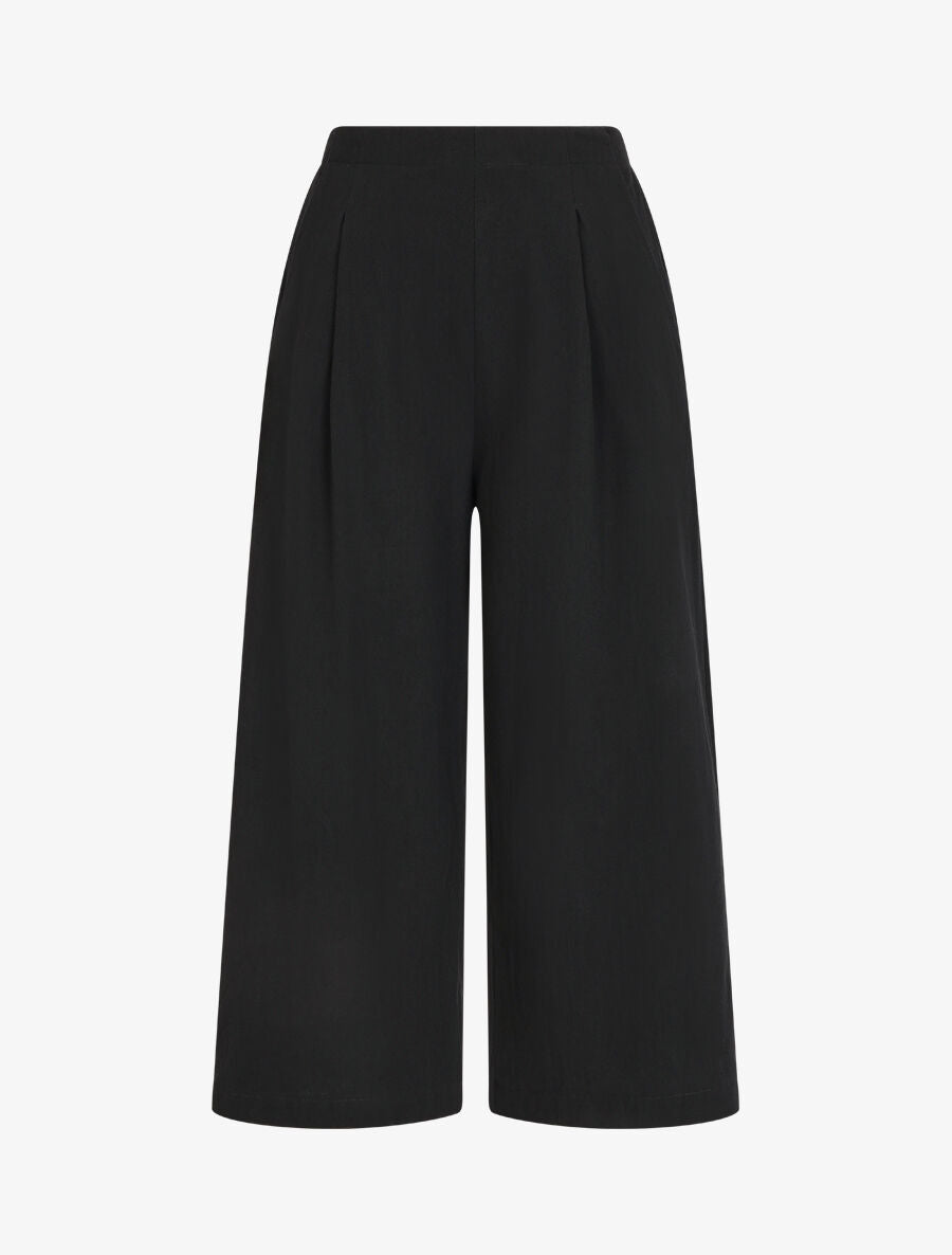 Pantalon ample à taille élastiquée - Noir - 1