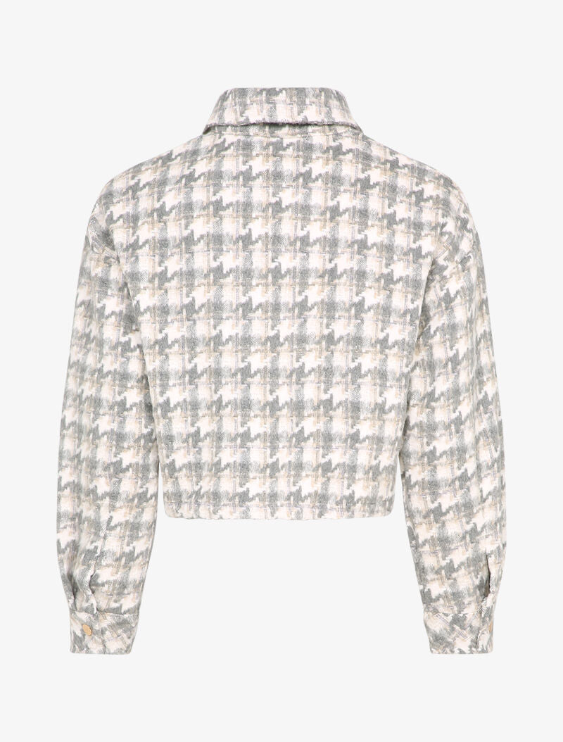 Veste courte à imprimé pied de poule - Gris clair - 2