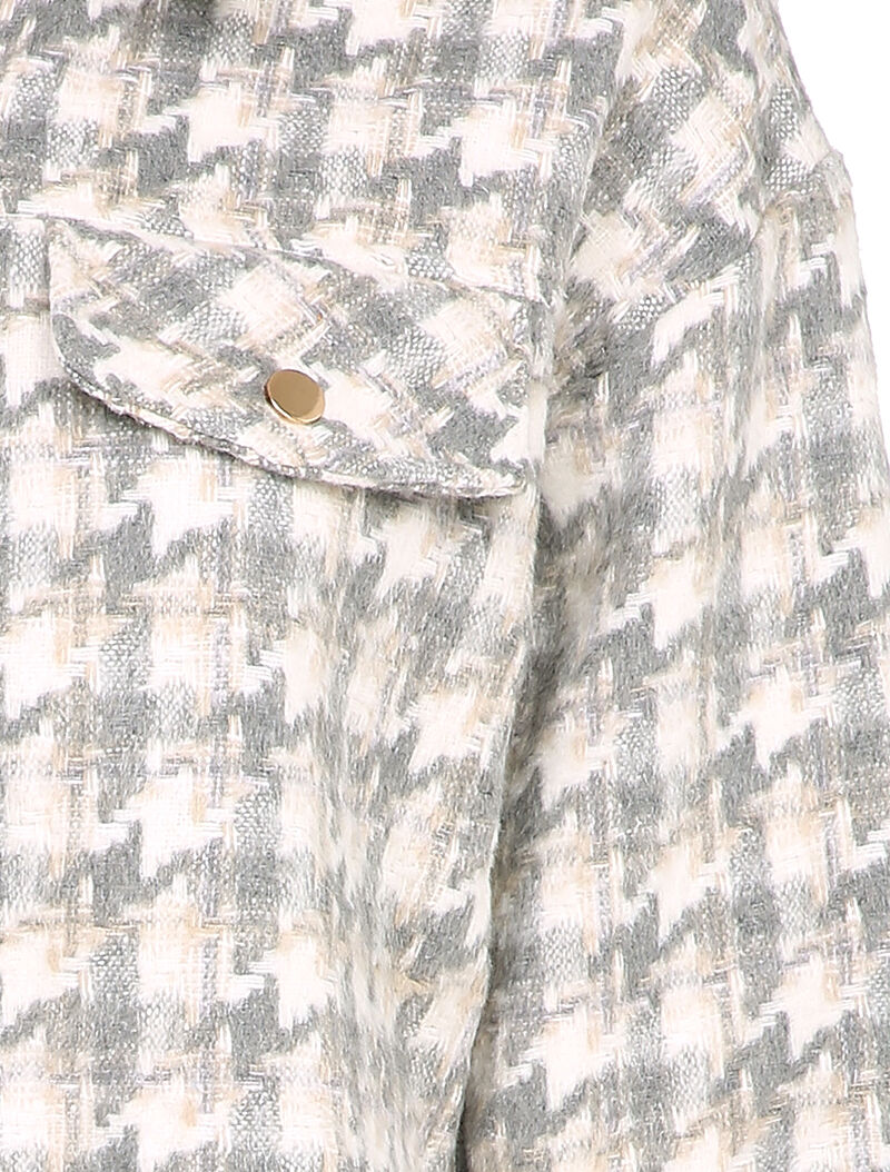 Veste courte à imprimé pied de poule - Gris clair - 3