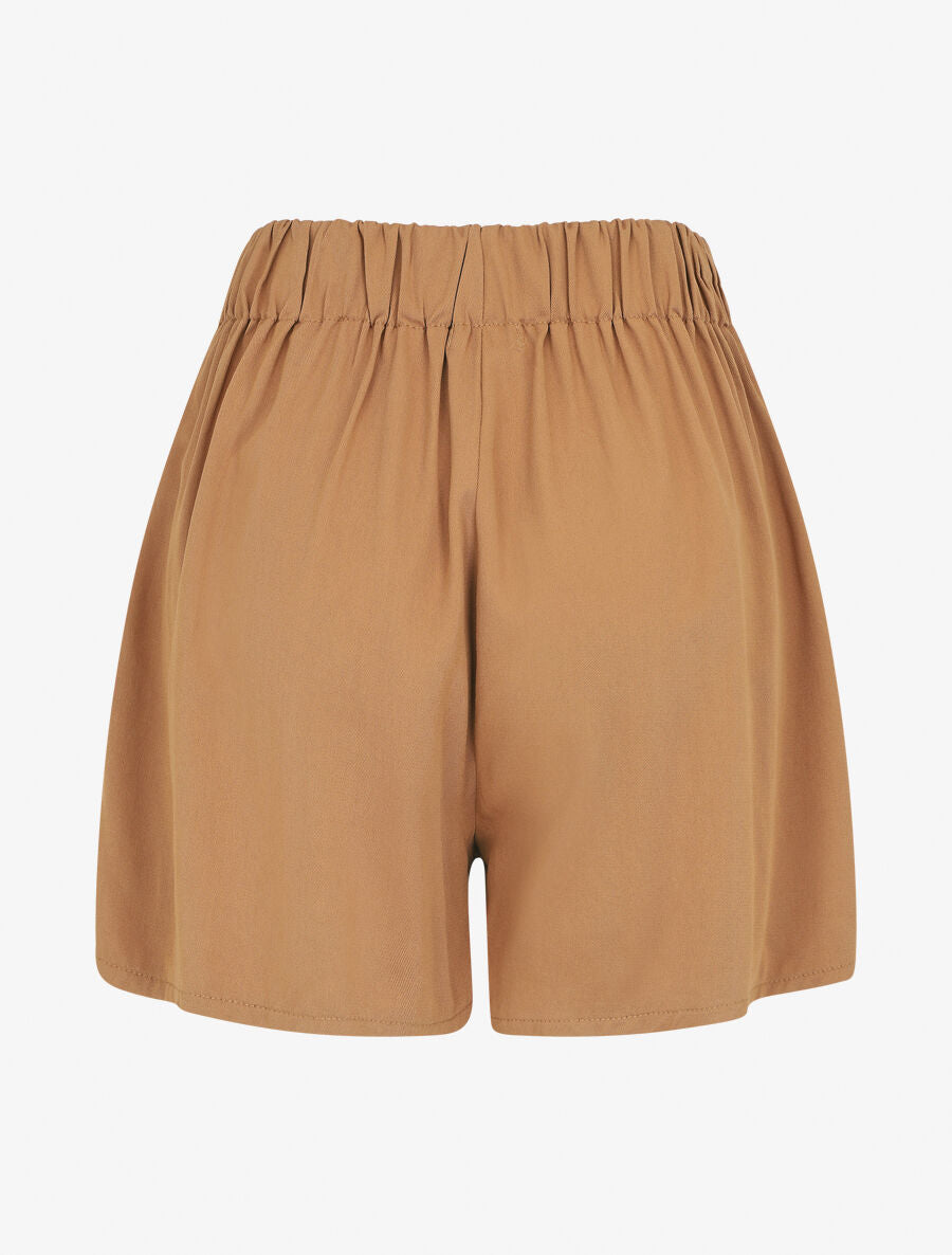 Short taille haute évasé uni - Camel - 2