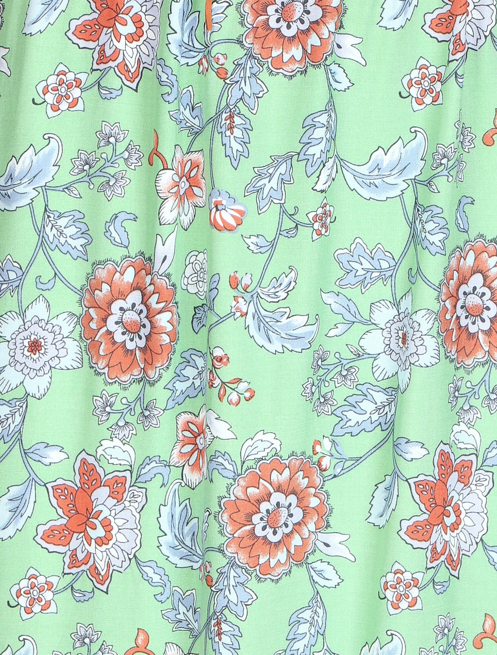 Robe longue bi-matière imprimé fleurs fantaisies - Vert d&