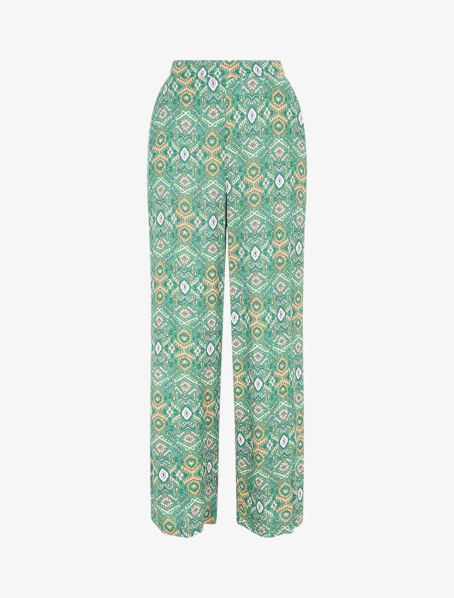 Pantalon droit imprimé fantaisie - Vert - 5