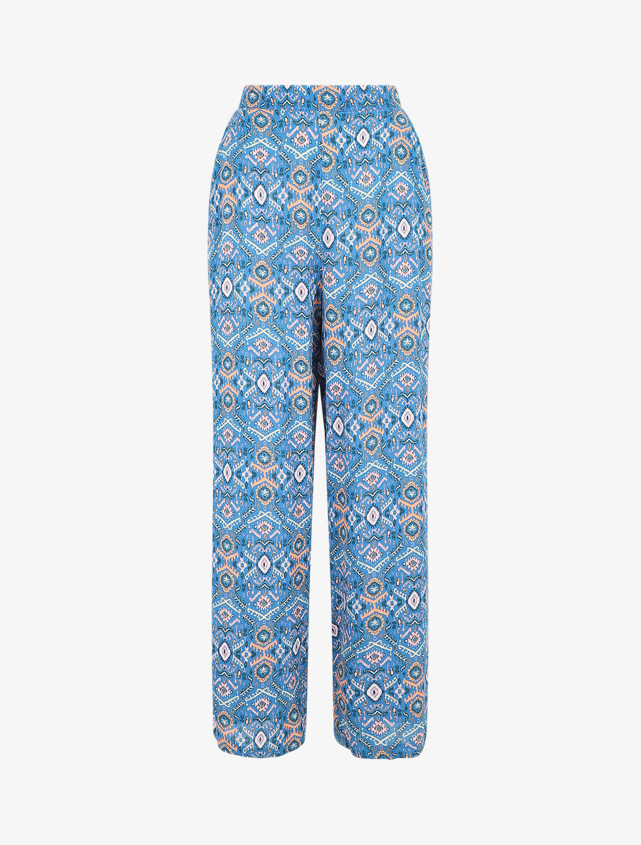 Pantalon droit imprimé fantaisie - Bleu - 1