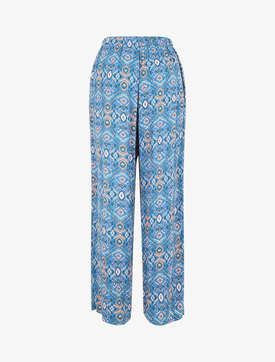 Pantalon droit imprimé fantaisie - Bleu - 2