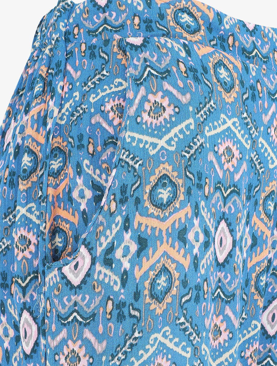 Pantalon droit imprimé fantaisie - Bleu - 3