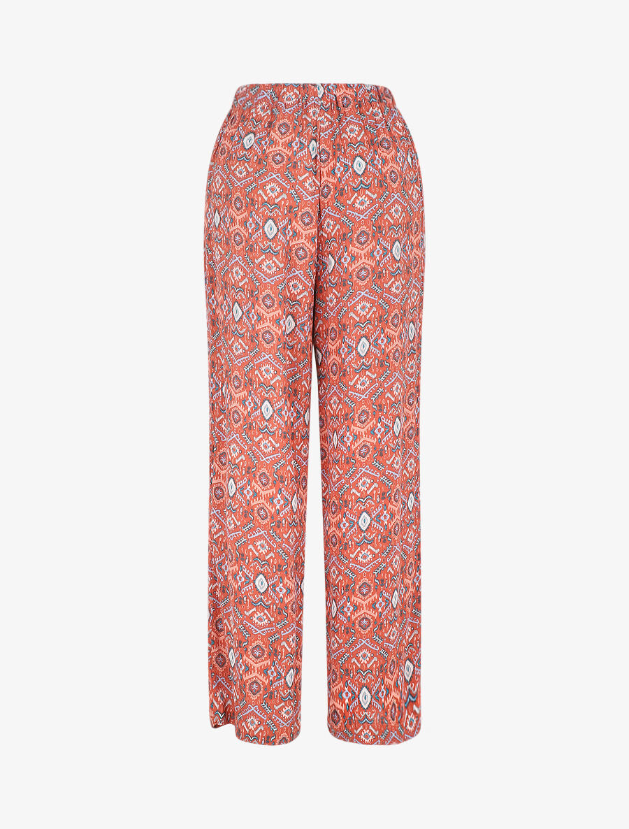 Pantalon droit imprimé fantaisie - Brique - 2