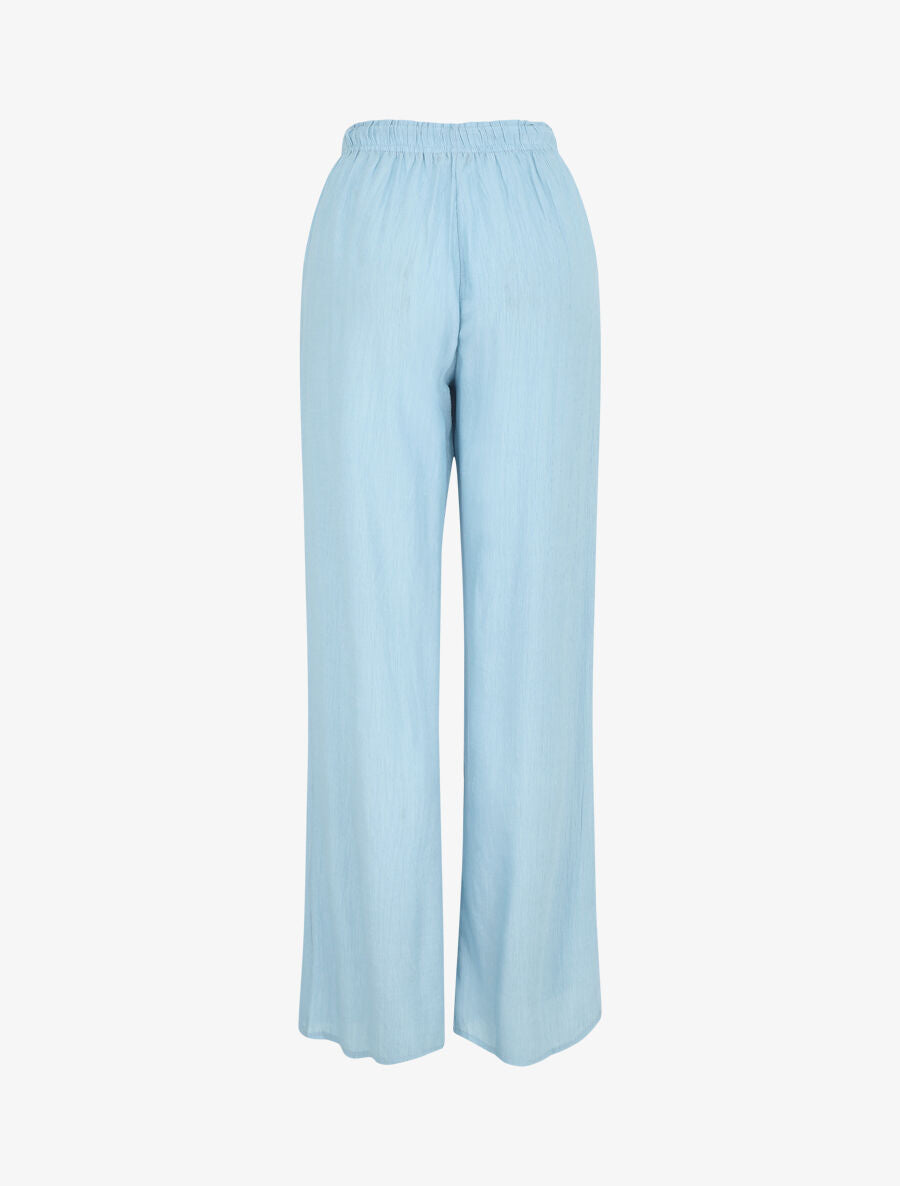 Pantalon droit et fluide uni - Bleu clair - 2