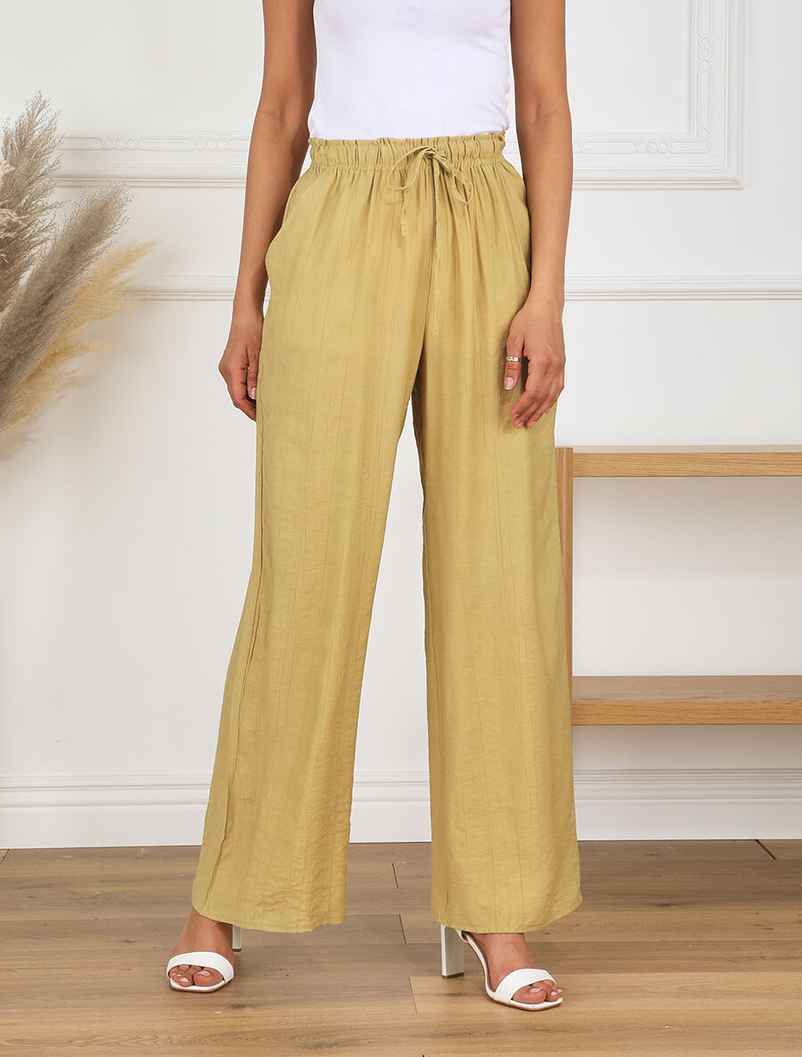Pantalon droit et fluide uni - Vert anis - 4