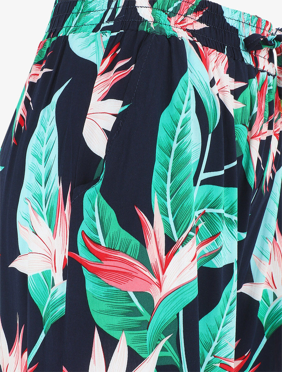 Pantalon ample motif plante tropicale - Marine - 3