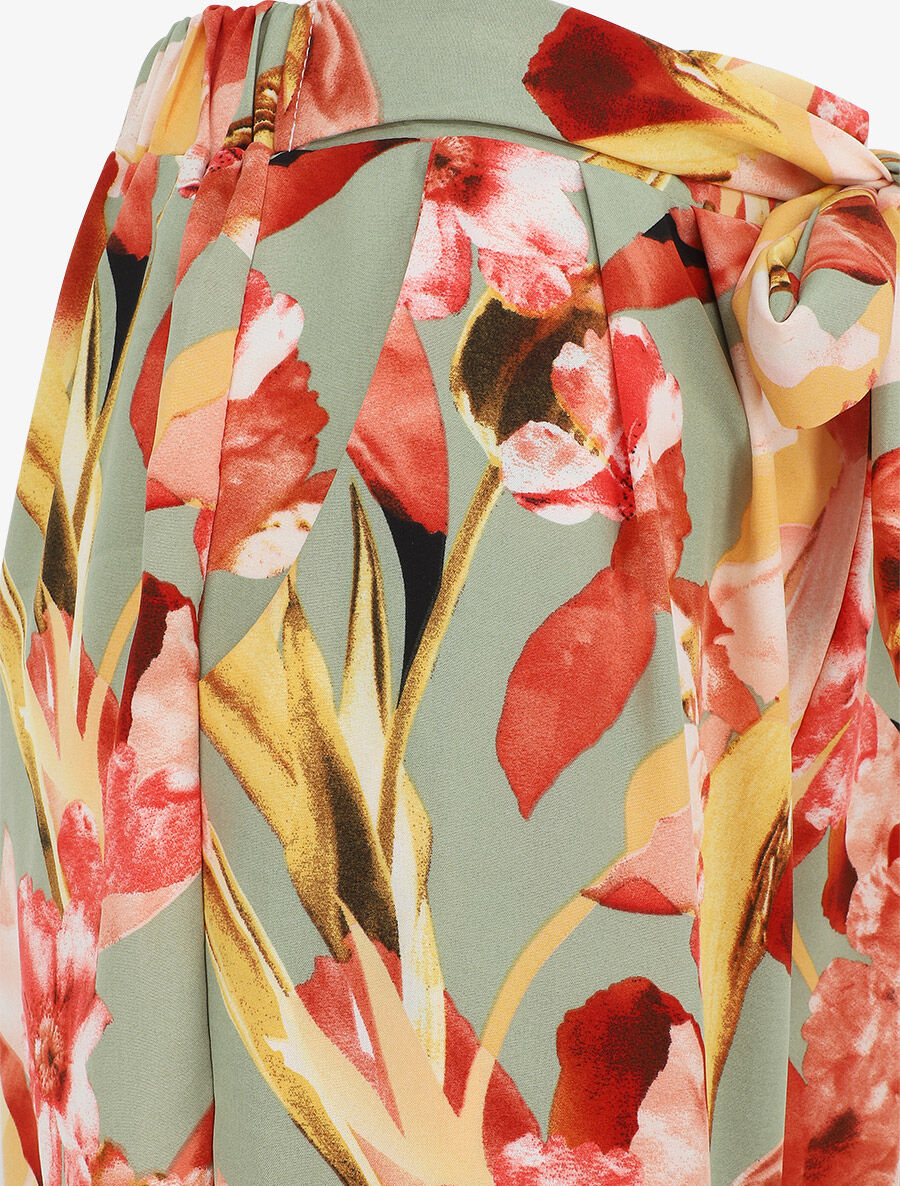 Pantalon ample motif grandes fleurs - Vert d&