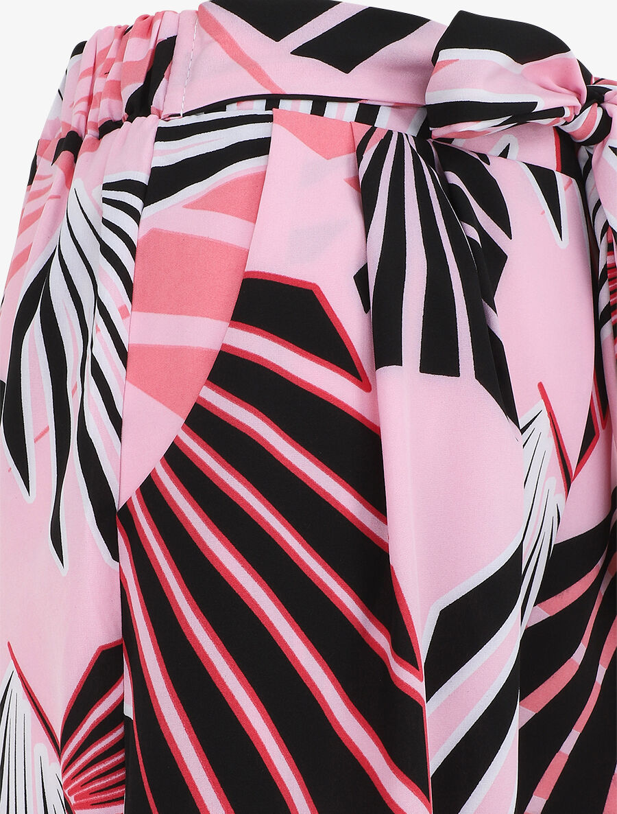 Pantalon ample motif tropical fantaisie - Rose - 3