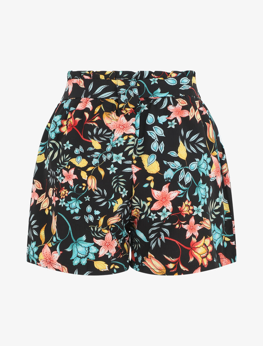 Short taille haute imprimé fleurs d&