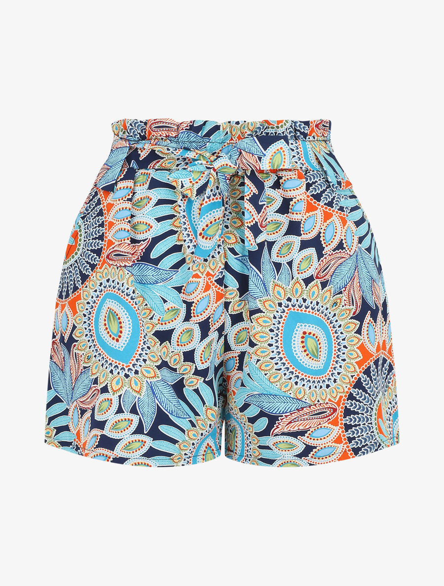 Short droit imprimé tropical fantaisie - Marine - 1