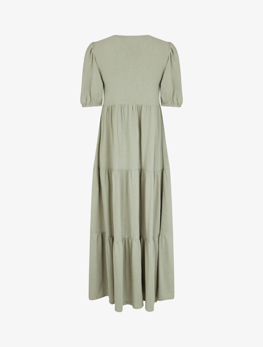 Robe longue à manches paysannes élastiquées - Vert d&