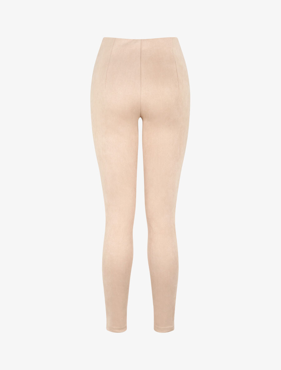 Pantalon skinny en suédine - Beige - 2