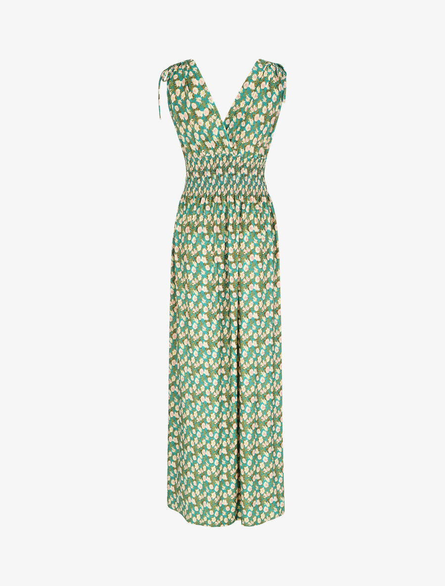Robe longue à bretelles imprimé fleuri - Vert - 3