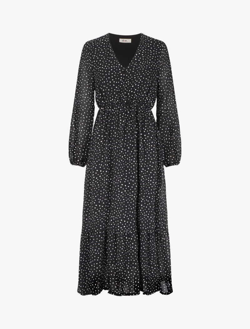 Robe longue à imprimé moucheté - Noir - 1