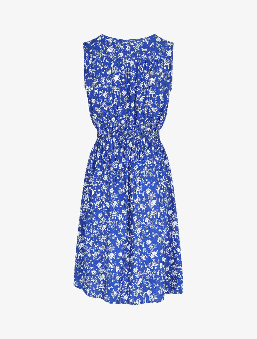 Robe imprimé fleuri à col cache-coeur - Bleu - 2