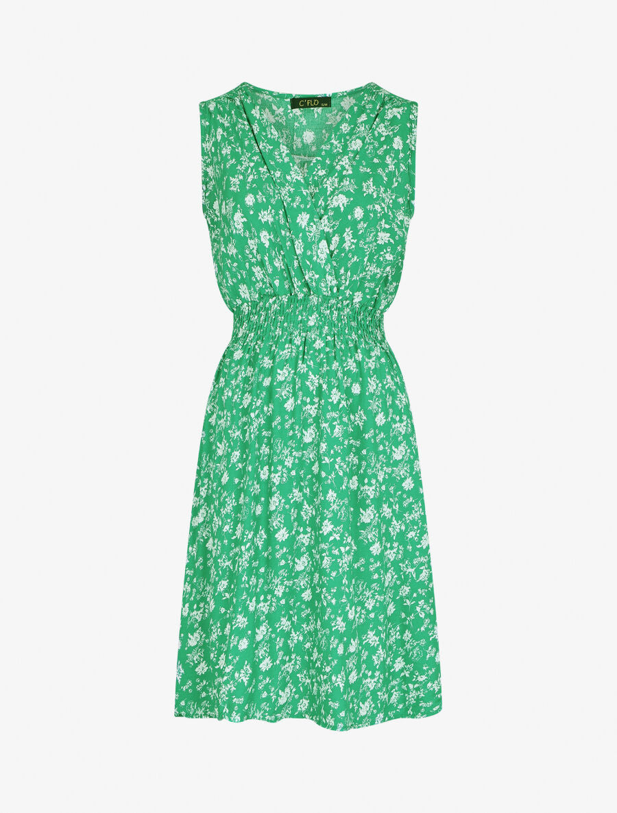 Robe imprimé fleuri à col cache-coeur - Vert - 1
