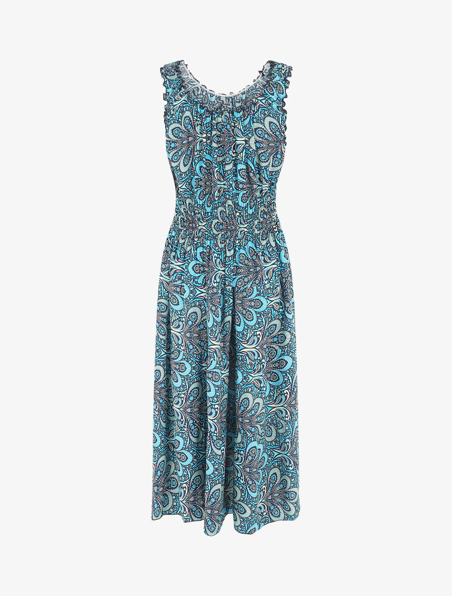 Robe longue sans manches imprimé cachemire - Bleu - 2