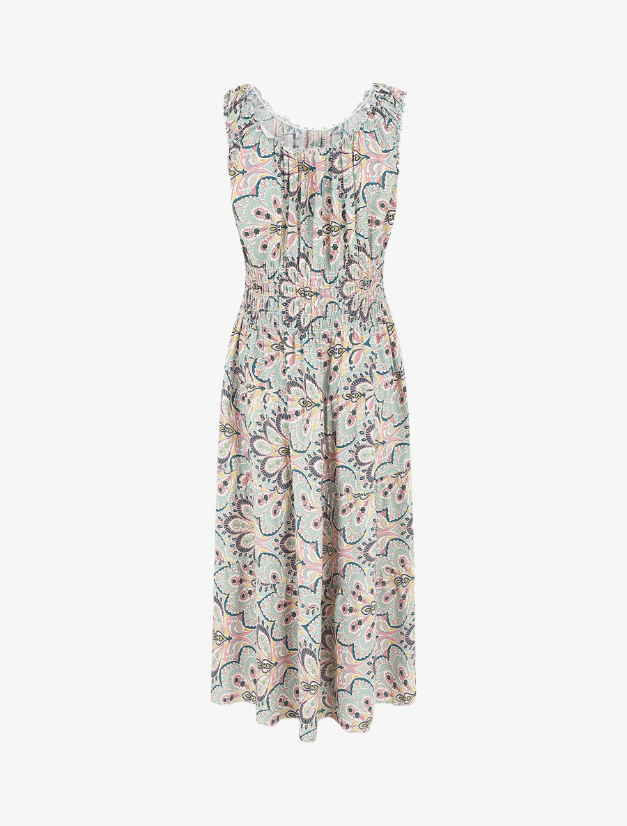 Robe longue sans manches imprimé cachemire - Vert d&