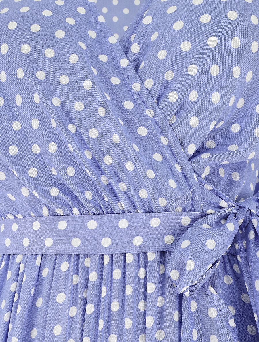 Robe longue portefeuille à pois - Lavande - 3