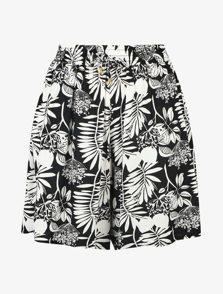 Short fluide imprimé feuilles - Noir - 5