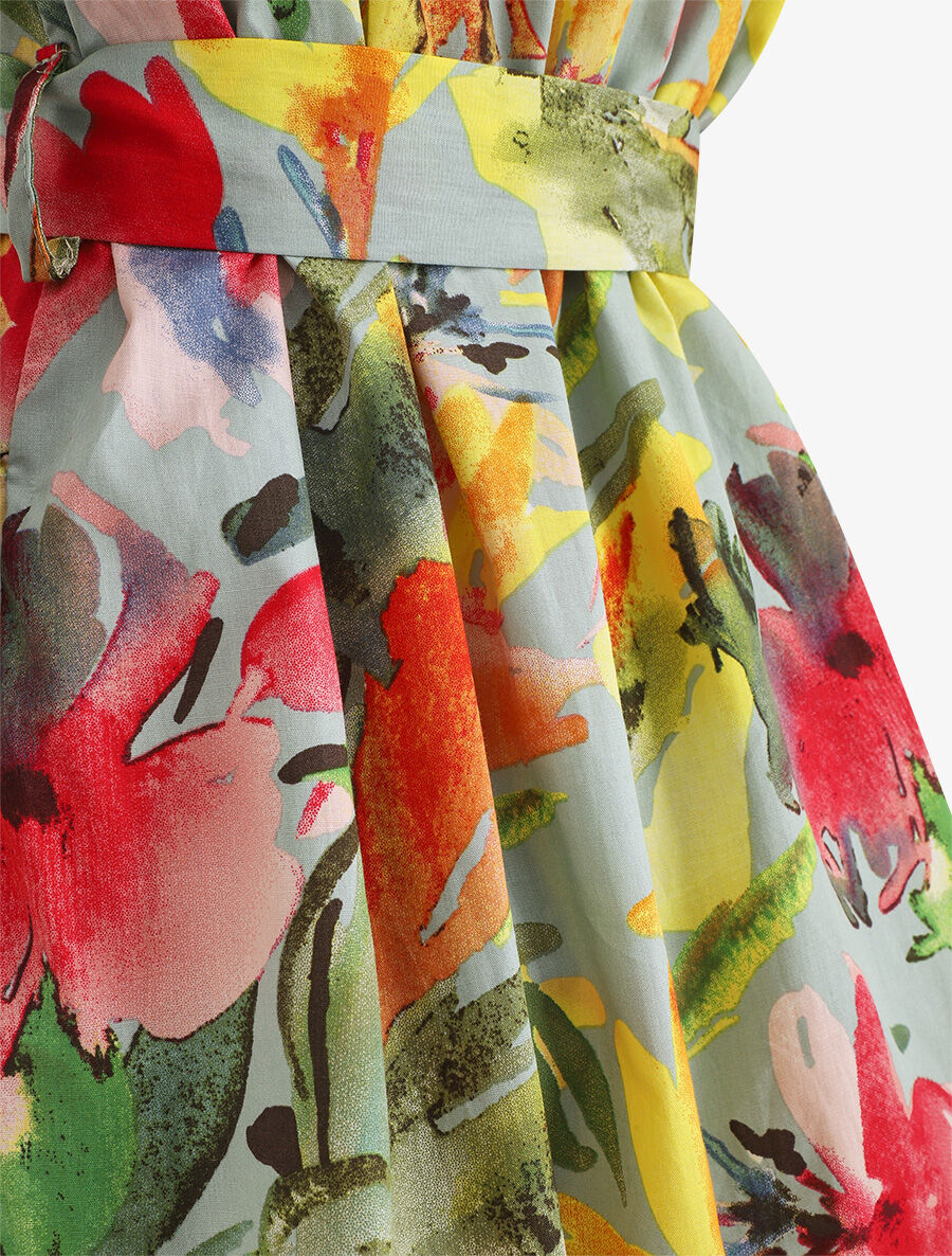Robe courte droite imprimé floral - Vert - 4
