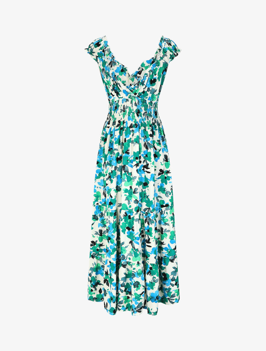 Robe longue sans manches imprimé floral - Vert - 2