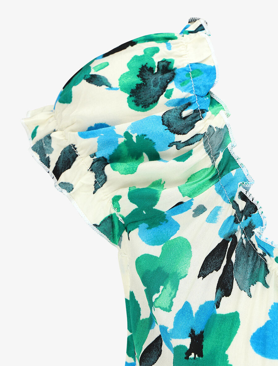 Robe longue sans manches imprimé floral - Vert - 3