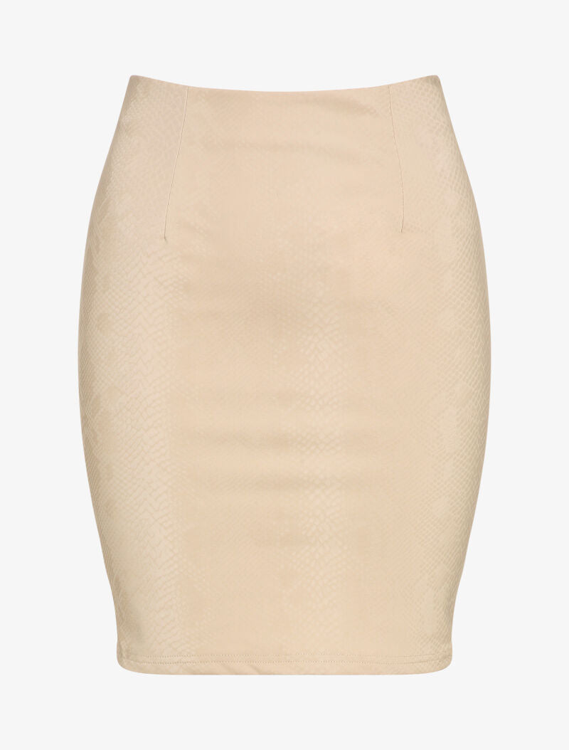 Jupe en simili effet python - Beige - 1